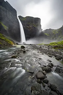 Haifoss and Granni waterfall at a canyon