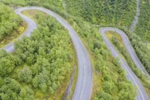 Hairpin curves in valley Hjelledalen east of Stryn
