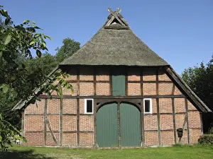Half-timbered building in Luneburg Heath<br> Half-timbered building in Lneburg Heath