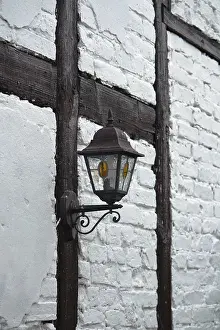 Half-timbered facade with lantern