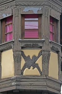 Half-timbered house, bay window