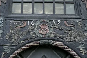 Half-timbered house, carvings, wooden beams