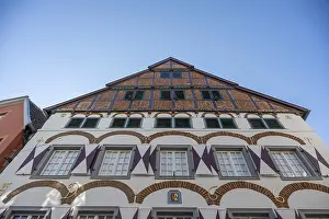 Half-timbered house with striking gables and windows