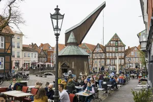 Half-timbered houses and restaurants in the old town