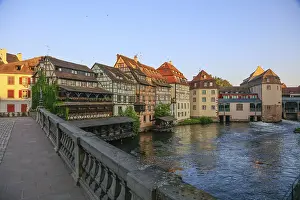 Half-timbered houses in the former tanners quarter La Petite France on the River Ill