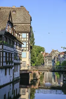 Half-timbered houses in the former tanners quarter La Petite France on the River Ill