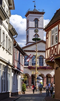 Half-timbered houses and the town hall tower in the old town centre