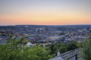 Halifax town at sunset, West Yorkshire England
