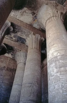 Hall of Columns, Horus Temple, Edfu, Nile Valley, Egypt, September 1989, vintage, retro, old, historical, Africa