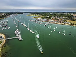 Hamble Point Marina over River Hamble from drone