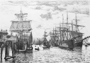 Hamburg harbour, moorings, dolphins