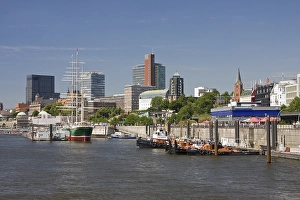 Hamburg's harbor at the St. Pauli Landungsbruecken landing bridges