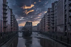 Hamburg's Speicherstadt seen from the Poggenmuehlenbruecke