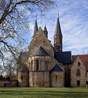 Hamersleben b Halberstadt cath collegiate church of St Pankratius 73171 Built 1112-40 View from east Tower spires