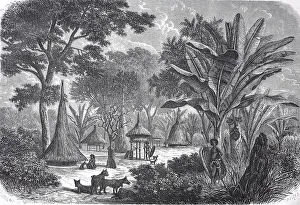 Hamlet of Niams-Niams on the outskirts of Diamvonou in 1880