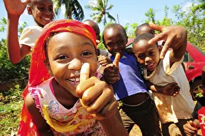 Happy children posing, Tsingoni, Mayotte