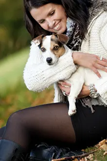 Happy girl with her Jack Russell Terrier