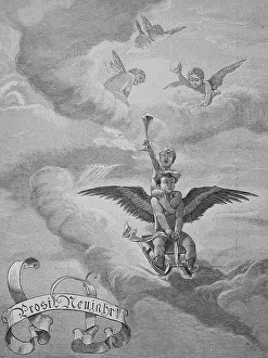 Happy New Year Illustration with Angels in the Sky