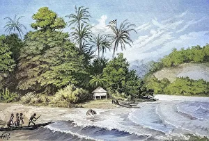 Harbour and beach in New Guinea