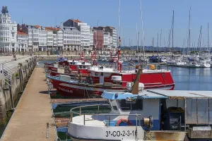 Harbour with boats and sailing yachts