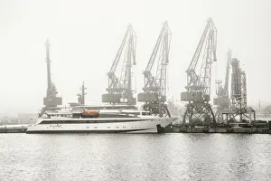 Harbour Cranes In The Mist Varna, Bulgaria