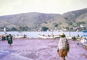 Harbour for ferries crossing Lake Titicaca, Tiquina San Pablo, Bolivia, South America, 1962, South America