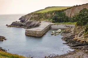 Harbour pier at Stackpole Quay, Pembrokeshire, Wales, United Kingdom in the late 1950s