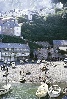 Harbour waterfront, Clovelly, North Devon, England UK September 1968