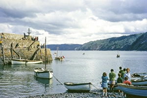 Harbour waterfront, Clovelly, North Devon, England UK September 1968