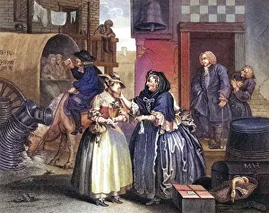The Harlots Progress Ensnared by a procuress Nach einem Originalbild von Hogarth aus The Works of Hogarth