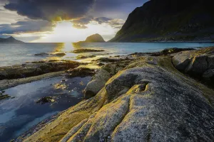 Haukland beach, Vestvagoy, Lofoten, Norway, Europe