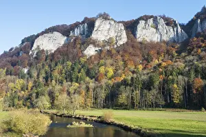 Hausener Zinnen rocks in the autumnal Danube Valley