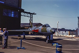 Hawker Hunter F2 fighter aircraft at a military air show, England, UK 1950 1955