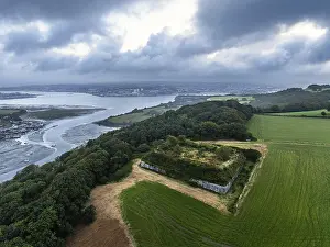 Hawkins Battery Fort over River Tamar from a drone