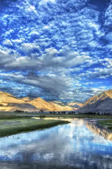 HDR (high dynamic range) image of Nubra river in Nubra valley in Himalayas