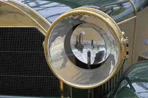 Headlight of a vintage 1912 Mercedes Kardanwagen Typ 14
