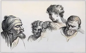 Heads from the cartoons at Hampton Court From The Works of Hogarth published London 1833