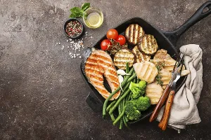 Healthy food - grilled salmon steak