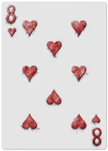 Eight of Hearts Playing Card Hand Drawn