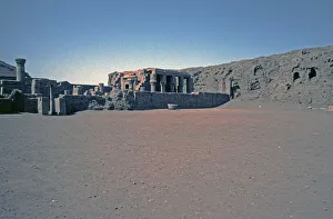 Heavily destroyed birthplace, Mammisi, Horus Temple, Edfu, Nile Valley, Egypt, September 1989, vintage, retro, old, historical, Africa