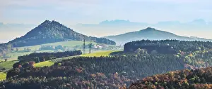 The Hegau with Hohenhewen and the Swiss Alps