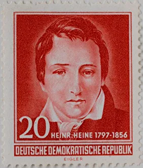 Heinrich Heine, portrait on a stamp, GDR, 1956