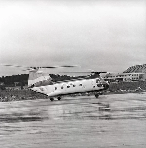 Helicopter history. The Boeing Vertol 107, also called Hkp 4. Helicopter developed by the american company Vertol that was fusioned with Boeing who began production of it 1956. The US Armed Forces started using it under the name CH-46 Sea Knight