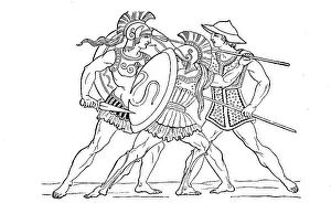 Hellenic warrior c. 480, armed with shield and sword
