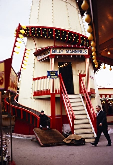 Helter skelter Billy Manning's funfair at Clarence Pier, Portsmouth, Hampshire, England in 1964