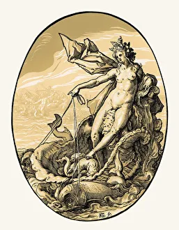 Hendrick Goltzius, Galatea pulled by dolphins