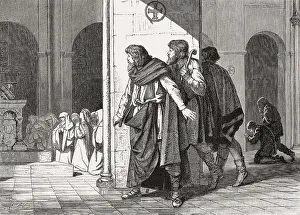 Henry the Fowler making a marriage proposal to Saint Matilda at Herford Abbey
