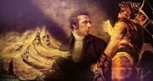 Henry Fuseli or Johann Heinrich Fuessli, 1741 - 1825, Swiss painter, draughtsman and writer, digitally edited after Northcote, 1778, Prophecy from the witches, scene from The Tragedy of Macbeth by William Shakespeare