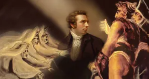 Henry Fuseli or Johann Heinrich Fuessli, 1741 - 1825, Swiss painter, draughtsman and writer, digitally edited after Northcote, 1778, Prophecy from the witches, scene from The Tragedy of Macbeth by William Shakespeare