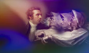 Henry Fuseli or Johann Heinrich Fuessli, 1741 - 1825, Swiss painter, draughtsman and writer, digitally edited after Northcote, 1778, Prophecy from the witches, scene from The Tragedy of Macbeth by William Shakespeare